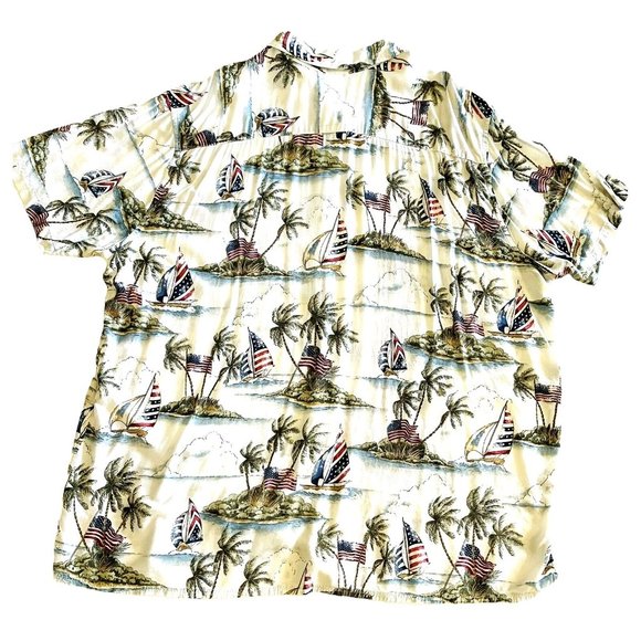 The Foundry Supply Co Hawaiian Shirt Aloha Style 3XLT Button Front Big Men Flags - Picture 3 of 6